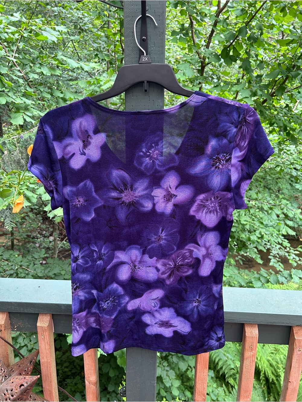 Susan Lawrence Purple Floral Scoop Neck Tee - Picture 3 of 3